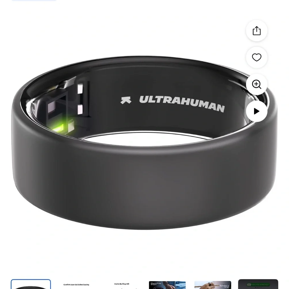 NWT Ultrahuman Black Smart Ring Matte Grey Size 8